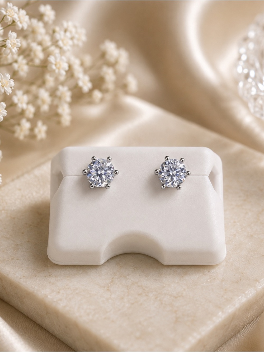 VVS Moissanite Solitaire Stud Earrings